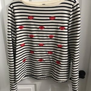 Betsy Johnson Long Sleeved Striped Kiss Shirt
